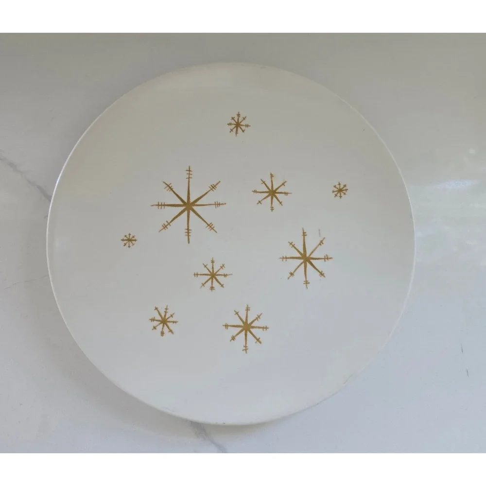 Royal China‎ Star Glow 10 in Plate Mid Century Modern Atomic Starburst Gold MCM